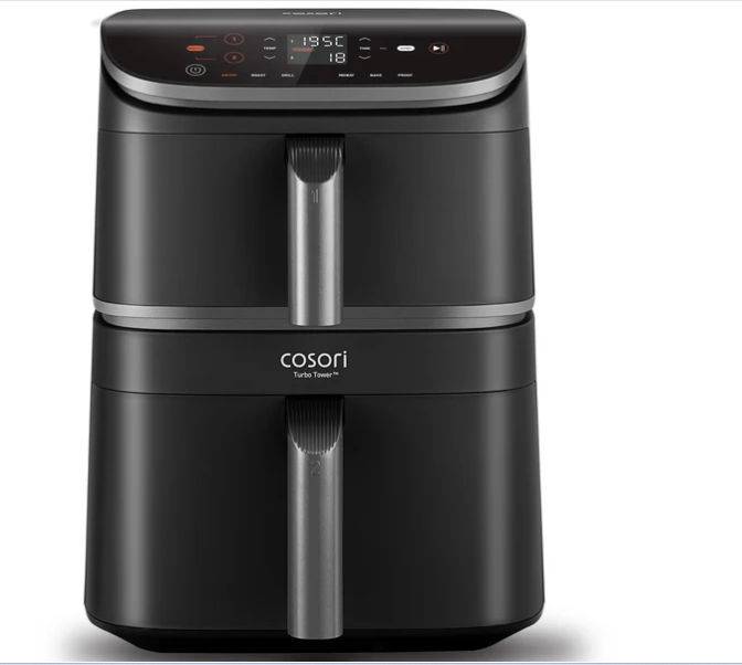 COSORI   TurboTower   Dual   Air   Fryer,   10.8L   Space-Saving   Stacked   Design,   3-Layer   Cooking